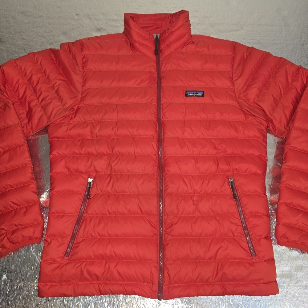 Patagonia Down Sweater Polyester Puffer Jacket Men's Medium Amanita Red 84674